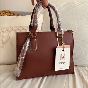 Mystique Brownish Red Structured Top-Handle Handbag